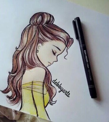 a-beauty-and-the-beast-drawing-idea-very-easy-drawing-of-bell-girl-drawing-idea
