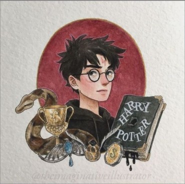 A cartoony Harry Potter drawing