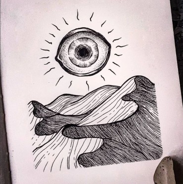 A weird but creative drawing of an eye