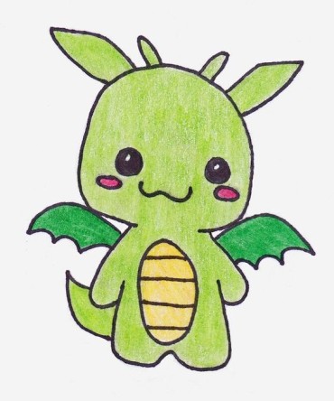 A cute little green chibi dragon