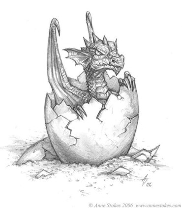 drawing of a dragon coming out of his egg