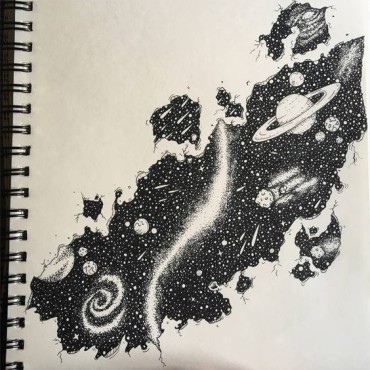 A detailed drawing idea of a galaxy