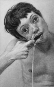 scary drawing of a girl drooling