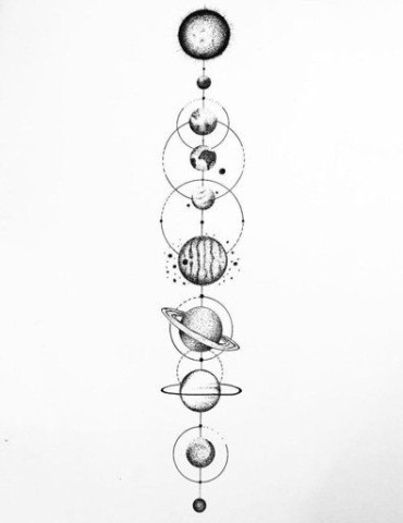 Drawing of planets connected