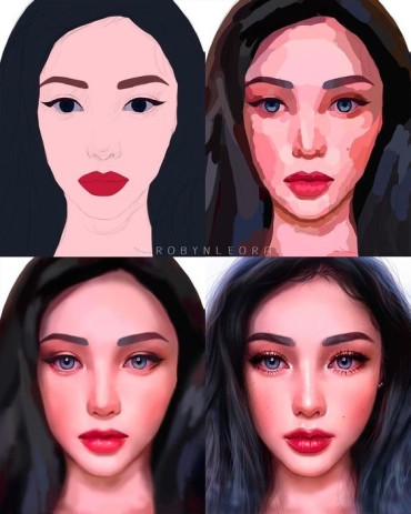 A step-by-step drawing on how to draw a girl digitally