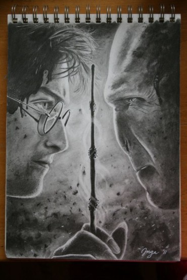 Advanced drawing of Harry and voldemort