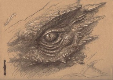 an epic drawing of a dragon's eye