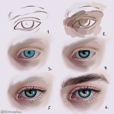 an eye drawn step by step with photoshop
