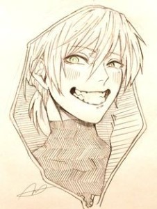 manga guy forcing himself to smile