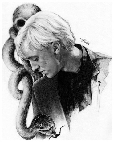 drawing of Draco with the deathly mark