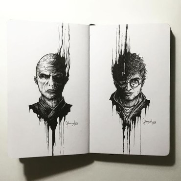 Cool sketchbook drawings of Harry and the dark lord