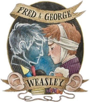 A creative and sad drawing of the Weasley brothers - Fred and George