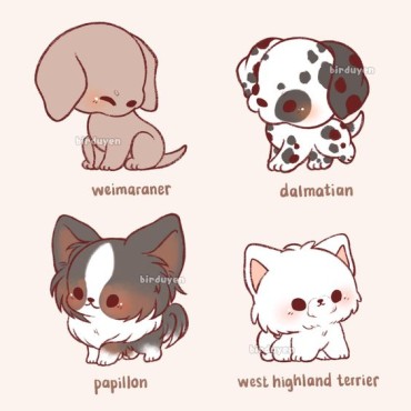 Examples of cute dog's drawings