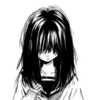 A drawing of a depressed manga girl