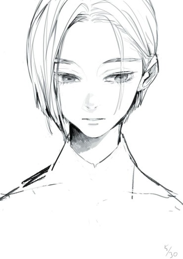 A cool anime girl with short hair
