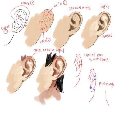 A tutorial on how to draw an ear - a cool digital drawing to draw when bored