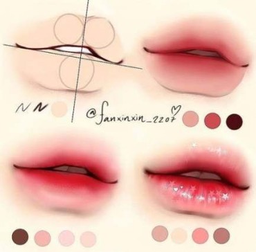 Digital drawing idea on how to draw a mouth realistically step-by-step