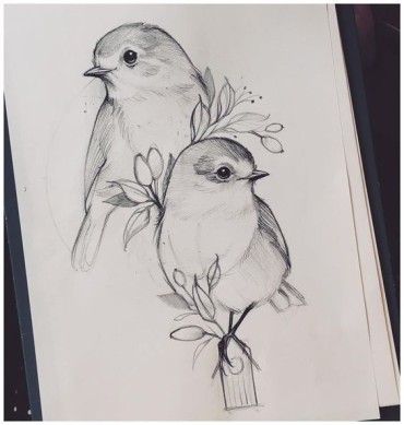 drawing of two birds