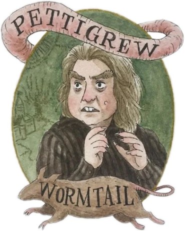 Cartoon drawing of Pettigrew wormtail