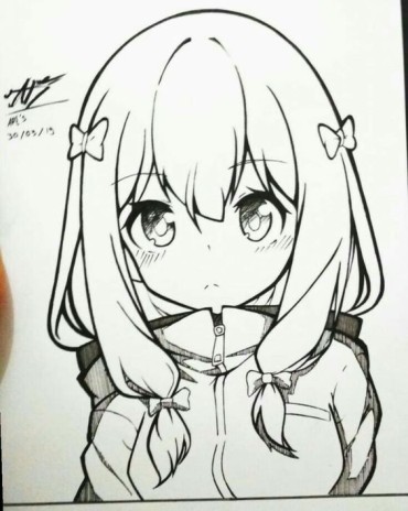 easy and clean manga girl drawing with a cute hairstyle