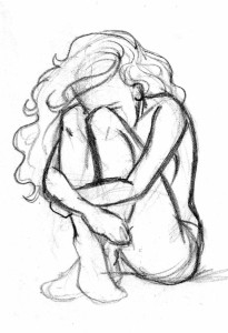 sketch of a sad girl