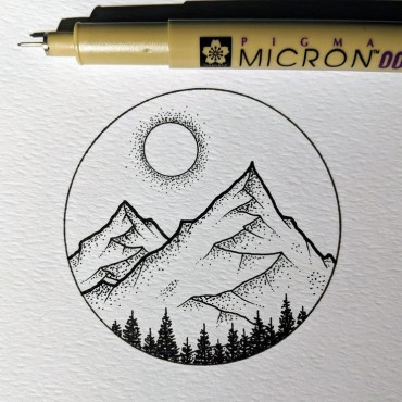 A simple ink drawing of mountains