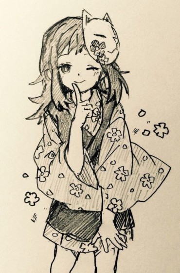 An anime manga girl wearing clothes with flower patterns