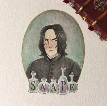 A cartoon drawing of Snape from Slytherin