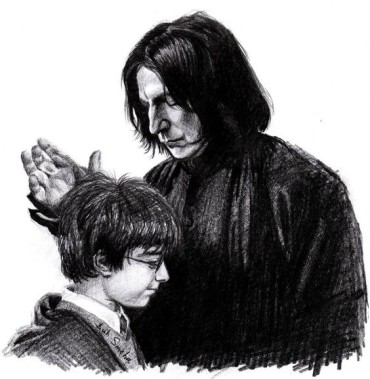 Emotional drawing of Harry and Severus Snape