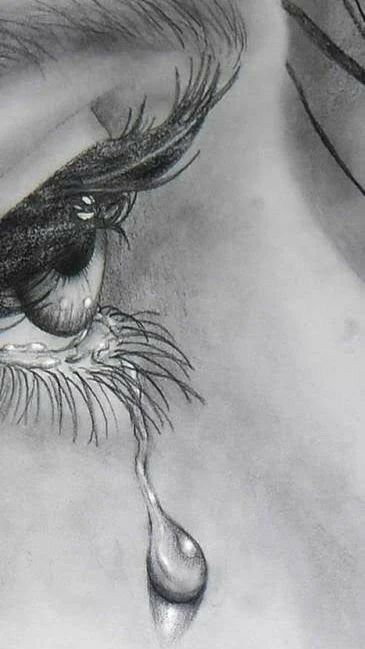 A drawing of a teary eye
