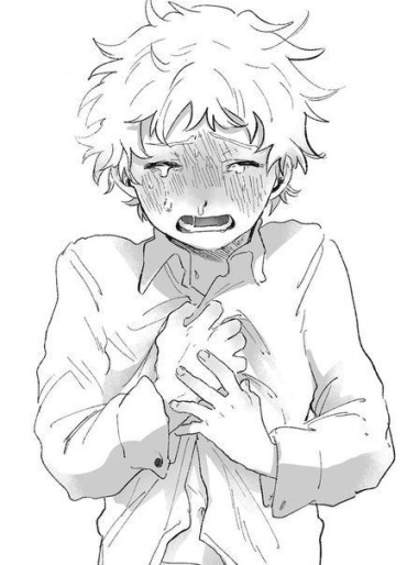 Heartbroken anime drawing crying and holding his heart