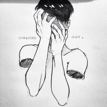 drawing of a man sad and stressed out