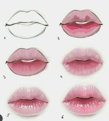realistic pink lips drawn digitally