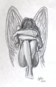 Sad angel drawing