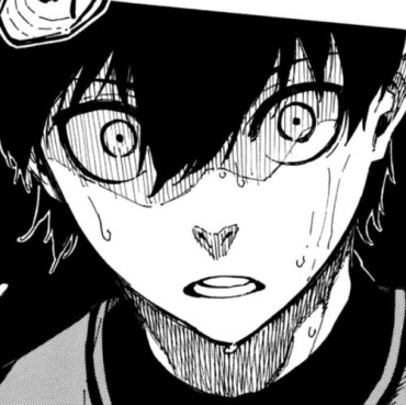 A scared manga boy sweating