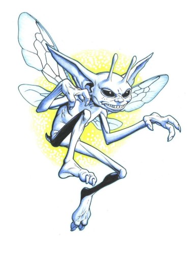 A scary-looking pixie blue drawing