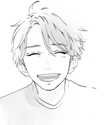 manga anime boy smiling mouth open and eyes closed