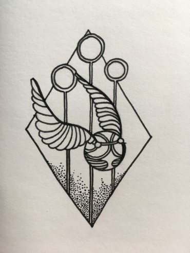 Harry Potter drawing of the golden snitch and quidditch circles