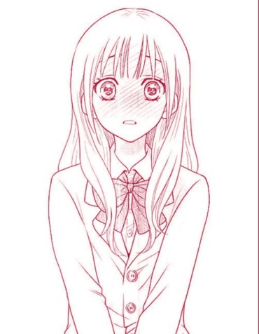 a super easy drawing of a manga girl looking surprised