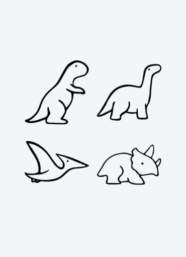 Cute drawing doodles of small dinosaurs for kids