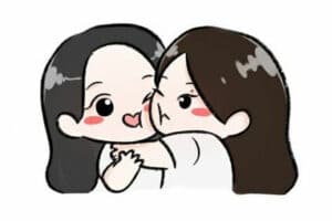 Super cute and easy drawing idea of 2 girls hugging each other