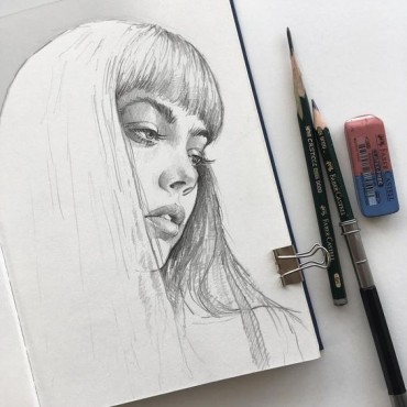 an unfinished drawing of a girl -The art of an unfinished drawing look -girl drawing ideas to make amazing artworks and drawings in general- find drawing ideas -