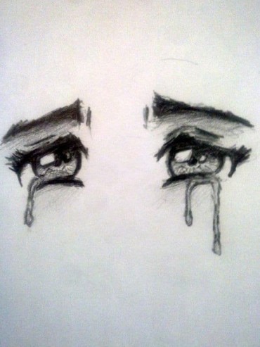 Two cartoony eyes in tears