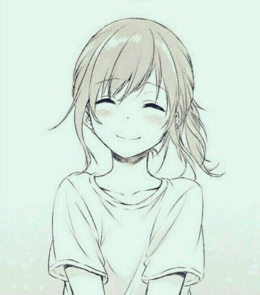 anime manga girl smiling her eyes closed