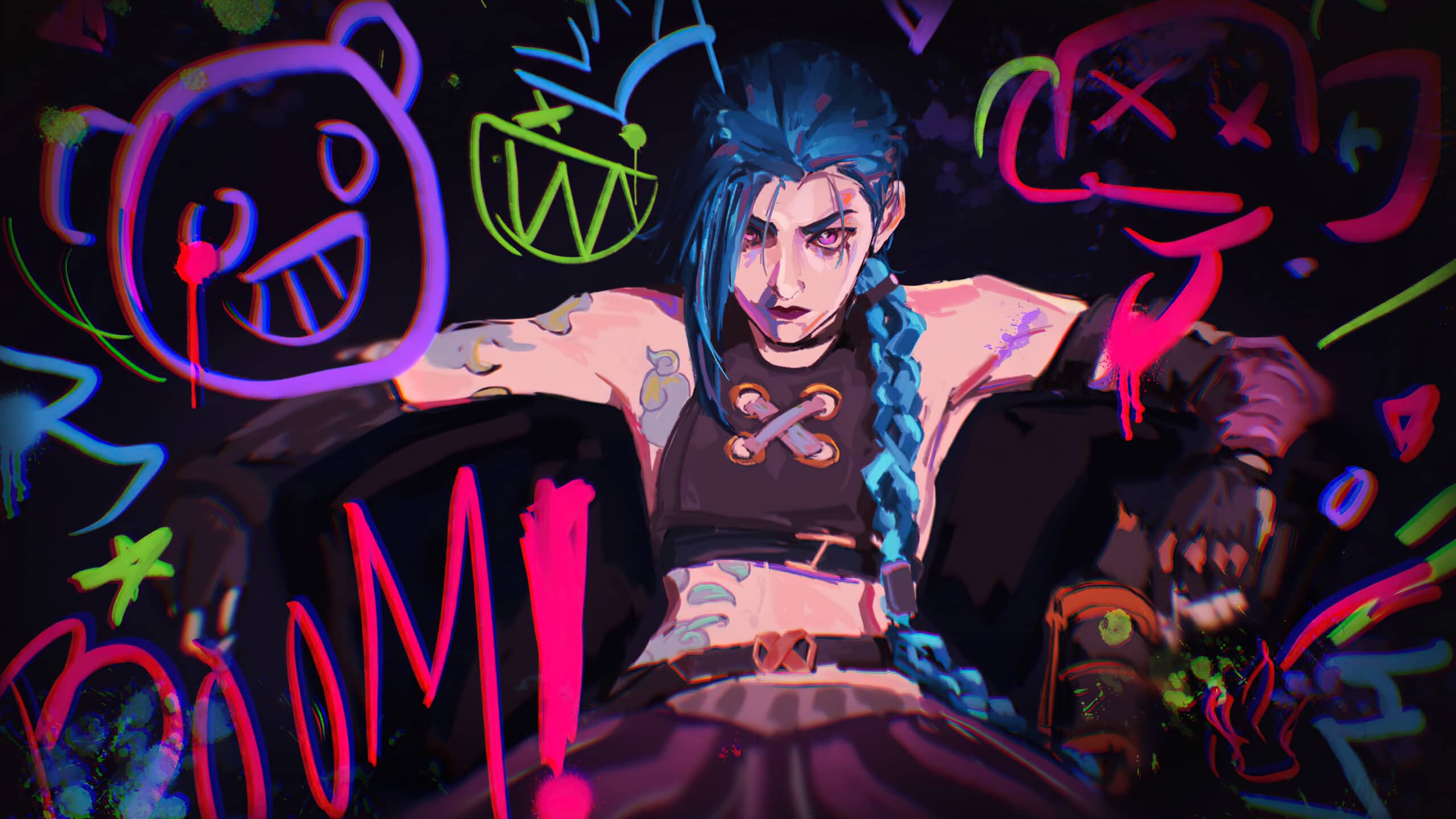 cool colorful wallpaper to download of Jinx -Arcane