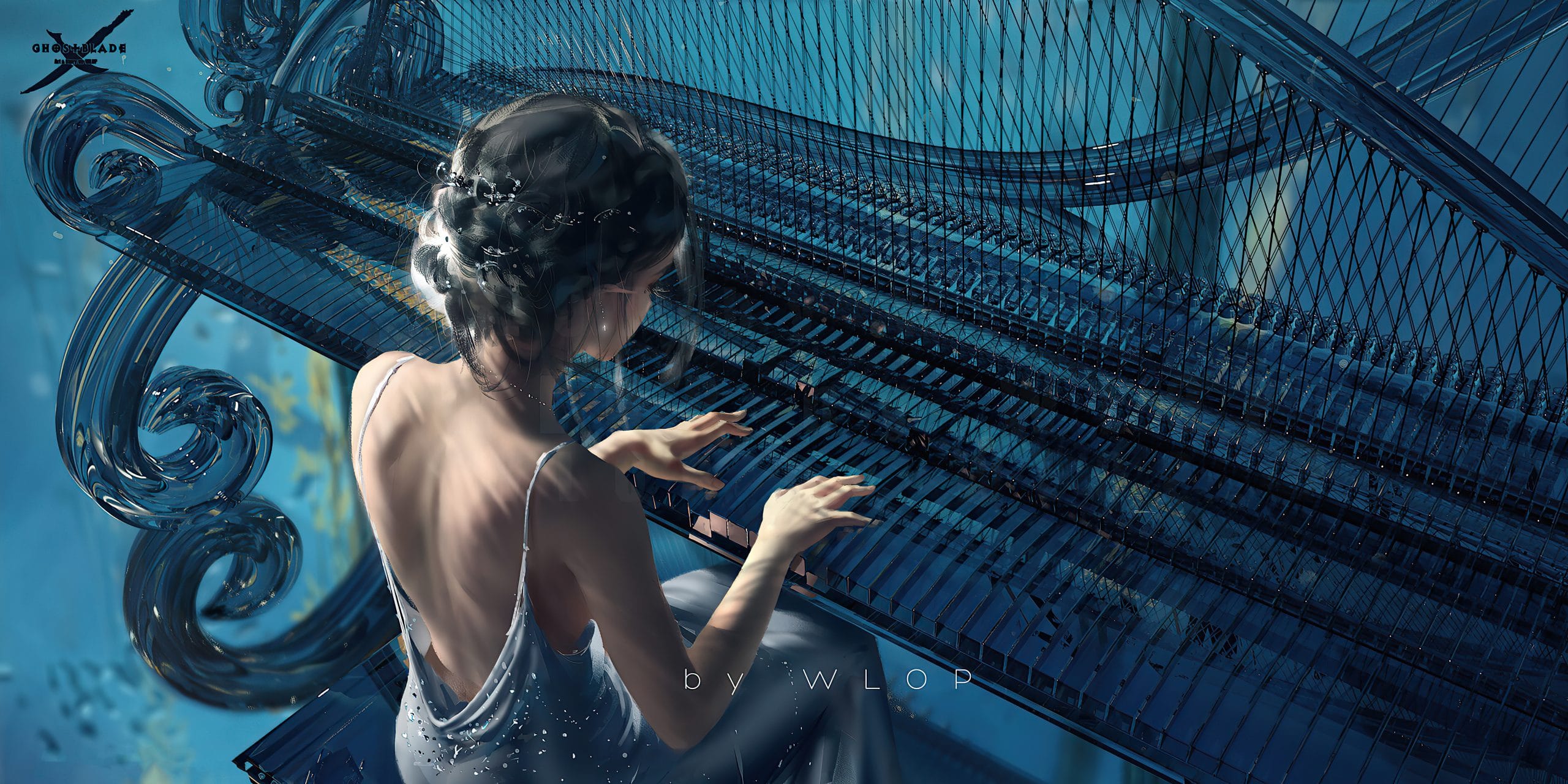An elf playing the piano - An impressive artwork of WLOP 