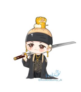 A cute chibi drawing of Agust D