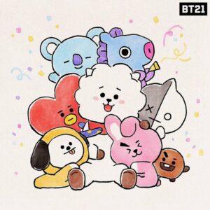 A cute BTS drawing idea of the BT21 characters