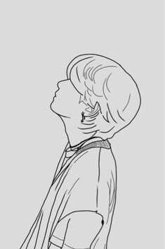 A line art drawing of V