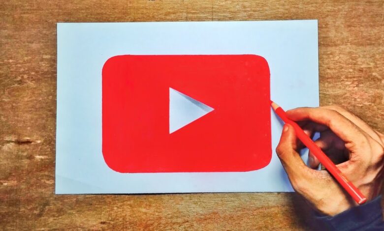 someone drawing a the play button logo of youtube to know if someone can learn drawing from youtube